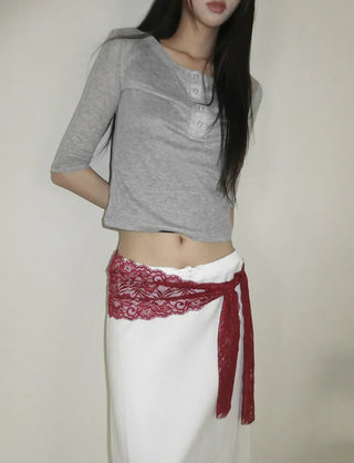 Rowing Floral Color See-through Lace Long Muffler Scarf