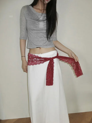 Rowing Floral Color See-through Lace Long Muffler Scarf