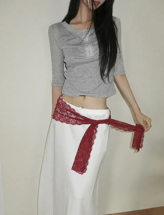 Rowing Floral Color See-through Lace Long Muffler Scarf