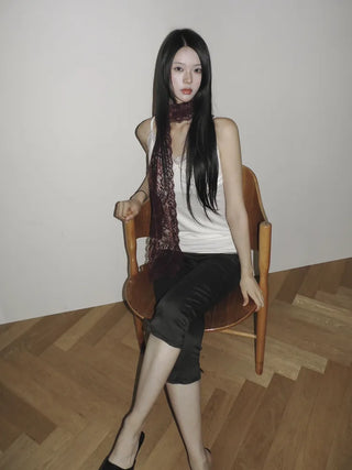 Rowing Floral Color See-through Lace Long Muffler Scarf