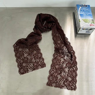 Rowing Floral Color See-through Lace Long Muffler Scarf