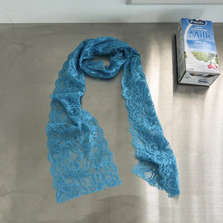 Rowing Floral Color See-through Lace Long Muffler Scarf