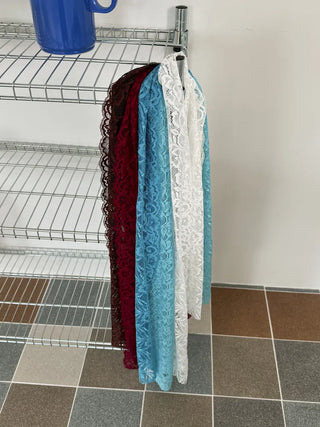 Rowing Floral Color See-through Lace Long Muffler Scarf