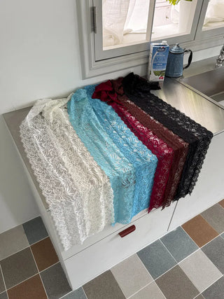 Rowing Floral Color See-through Lace Long Muffler Scarf