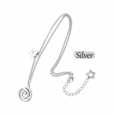 Wave Star Swirl Silver Pendant Non-tarnishing Chain Necklace