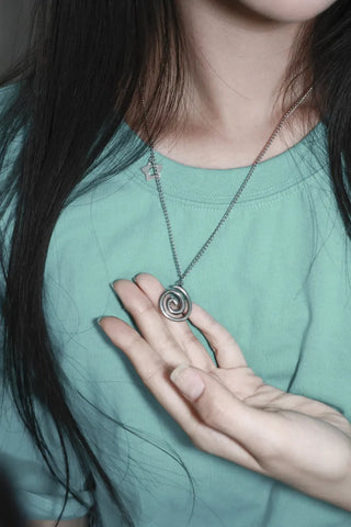 Wave Star Swirl Silver Pendant Non-tarnishing Chain Necklace