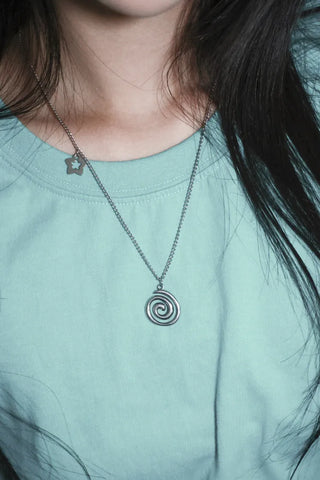 Wave Star Swirl Silver Pendant Non-tarnishing Chain Necklace