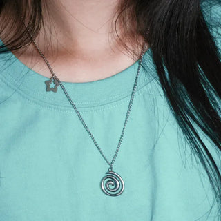 Wave Star Swirl Silver Pendant Non-tarnishing Chain Necklace