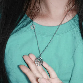 Wave Star Swirl Silver Pendant Non-tarnishing Chain Necklace