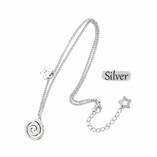Wave Star Swirl Silver Pendant Non-tarnishing Chain Necklace