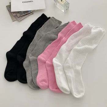 Shirred Knit Ribbed Pleated Leg Warmer Half Socks Knee Socks