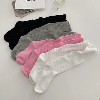 Shirred Knit Ribbed Pleated Leg Warmer Half Socks Knee Socks