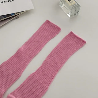 Shirred Knit Ribbed Pleated Leg Warmer Half Socks Knee Socks