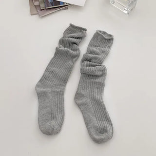 Shirred Knit Ribbed Pleated Leg Warmer Half Socks Knee Socks