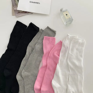 Shirred Knit Ribbed Pleated Leg Warmer Half Socks Knee Socks