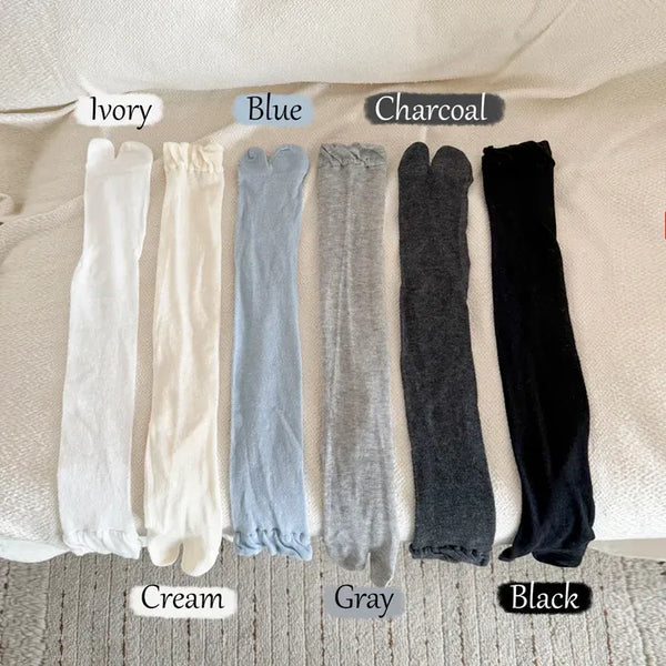Cloud See-through Cotton Long Knee Socks Tabi Flip-flop Toe Socks