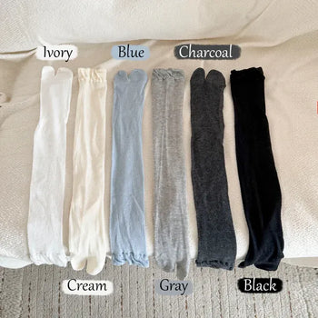 Cloud See-through Cotton Long Knee Socks Tabi Flip-flop Toe Socks