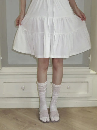 Cloud See-through Cotton Long Knee Socks Tabi Flip-flop Toe Socks