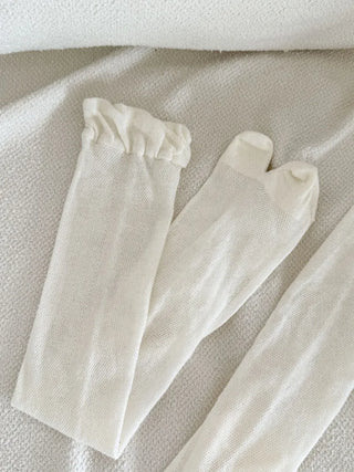 Cloud See-through Cotton Long Knee Socks Tabi Flip-flop Toe Socks