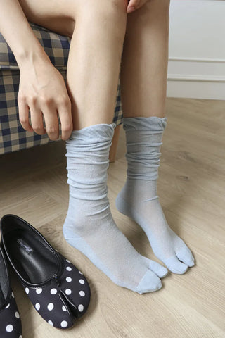 Cloud See-through Cotton Long Knee Socks Tabi Flip-flop Toe Socks