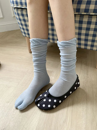 Cloud See-through Cotton Long Knee Socks Tabi Flip-flop Toe Socks