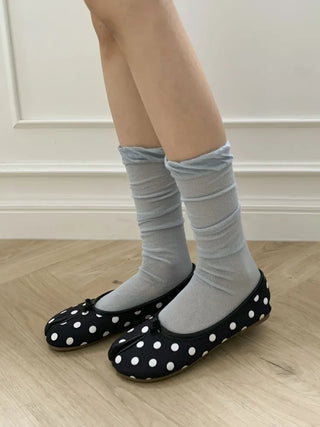 Cloud See-through Cotton Long Knee Socks Tabi Flip-flop Toe Socks