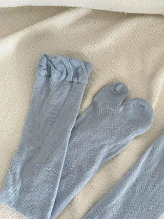 Cloud See-through Cotton Long Knee Socks Tabi Flip-flop Toe Socks