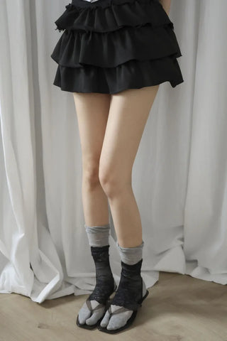 Cloud See-through Cotton Long Knee Socks Tabi Flip-flop Toe Socks