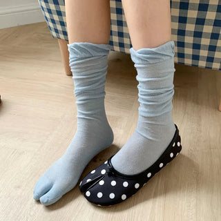 Cloud See-through Cotton Long Knee Socks Tabi Flip-flop Toe Socks