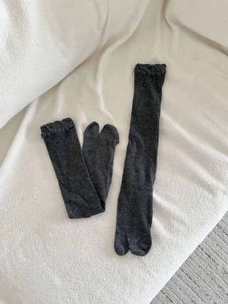 Cloud See-through Cotton Long Knee Socks Tabi Flip-flop Toe Socks