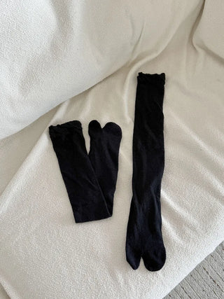Cloud See-through Cotton Long Knee Socks Tabi Flip-flop Toe Socks