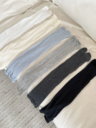 Cloud See-through Cotton Long Knee Socks Tabi Flip-flop Toe Socks