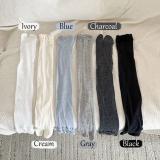 Cloud See-through Cotton Long Knee Socks Tabi Flip-flop Toe Socks
