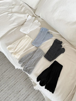 Cloud See-through Cotton Long Knee Socks Tabi Flip-flop Toe Socks