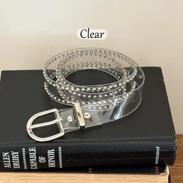 Clear Studded Transparent PVC Wide Bold Belt