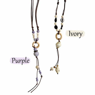Ethnic Circle Bohemian Bold Bead Long Knot Necklace