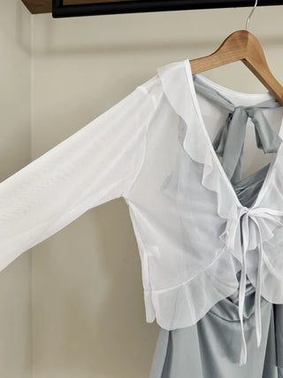 Frill Bolero Cardigan Cover-up Shirred Dress Set Swimsuit
