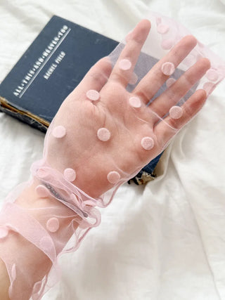 Blurring Dot Mesh See-through Color Stockings Pleated Long Socks