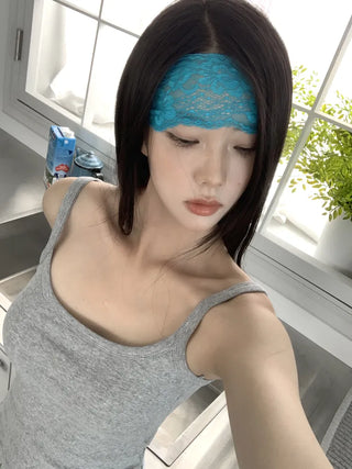 DIO Flower Lace Punching See-through Color Bandana Hairband