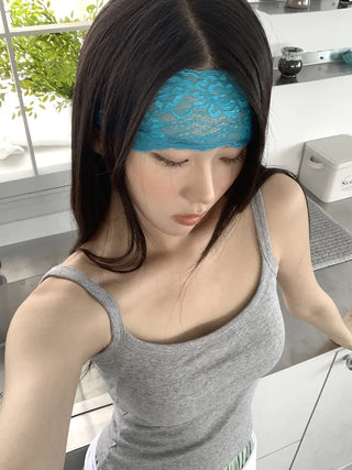 DIO Flower Lace Punching See-through Color Bandana Hairband