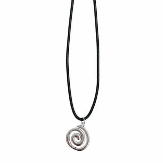 Black String Spiral Sun Maki Sun Silver Pendant Necklace 2 Types