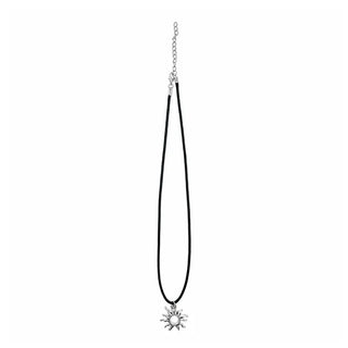 Black String Spiral Sun Maki Sun Silver Pendant Necklace 2 Types