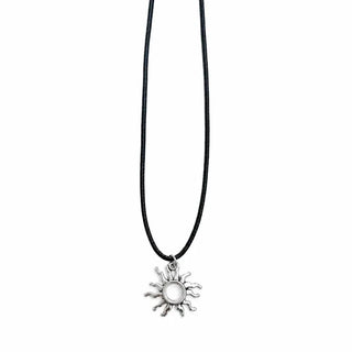 Black String Spiral Sun Maki Sun Silver Pendant Necklace 2 Types