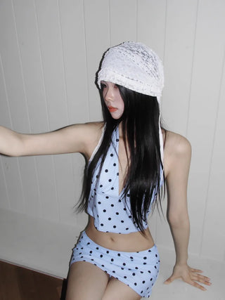 Cottage Lace Flower See-through Bandana Strap Hat