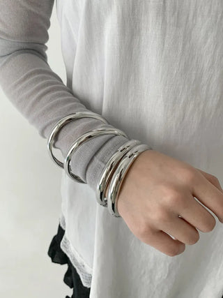 Hot Summer Metal Curved Bold Twist One-Touch Open Bangle Bracelet Collection