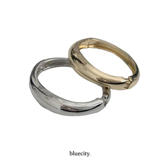 Hot Summer Metal Curved Bold Twist One-Touch Open Bangle Bracelet Collection