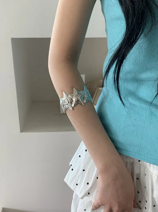 Hot Summer Metal Curved Bold Twist One-Touch Open Bangle Bracelet Collection