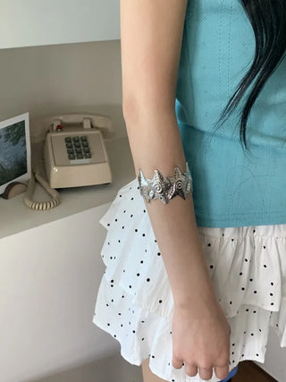 Hot Summer Metal Curved Bold Twist One-Touch Open Bangle Bracelet Collection