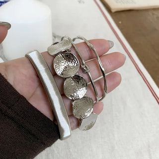 Hot Summer Metal Curved Bold Twist One-Touch Open Bangle Bracelet Collection