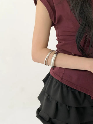 Hot Summer Metal Curved Bold Twist One-Touch Open Bangle Bracelet Collection
